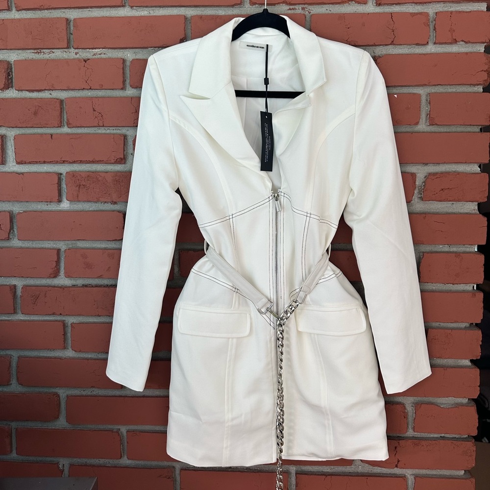 SOLD OUT- Maniere de Voir Cordet Blazer dress White
